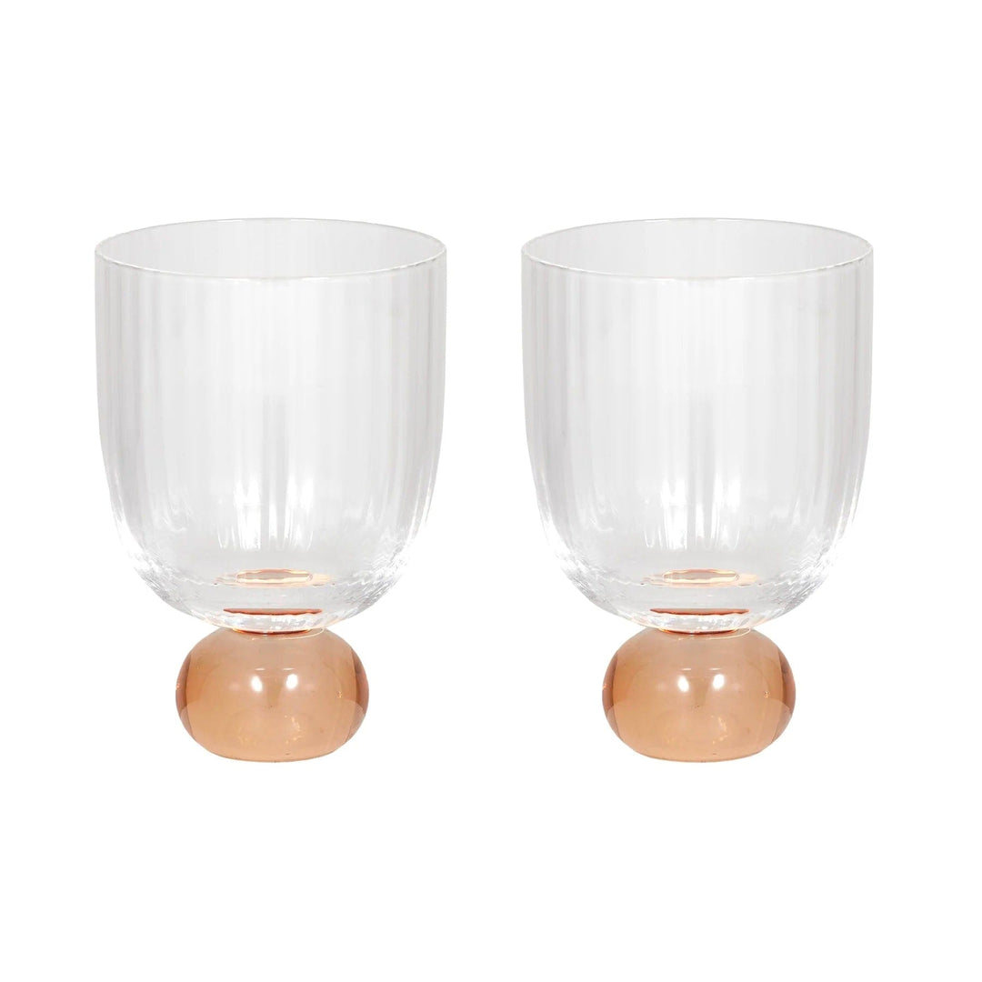 Giselle Ribbed Goblet Glasses - Peach