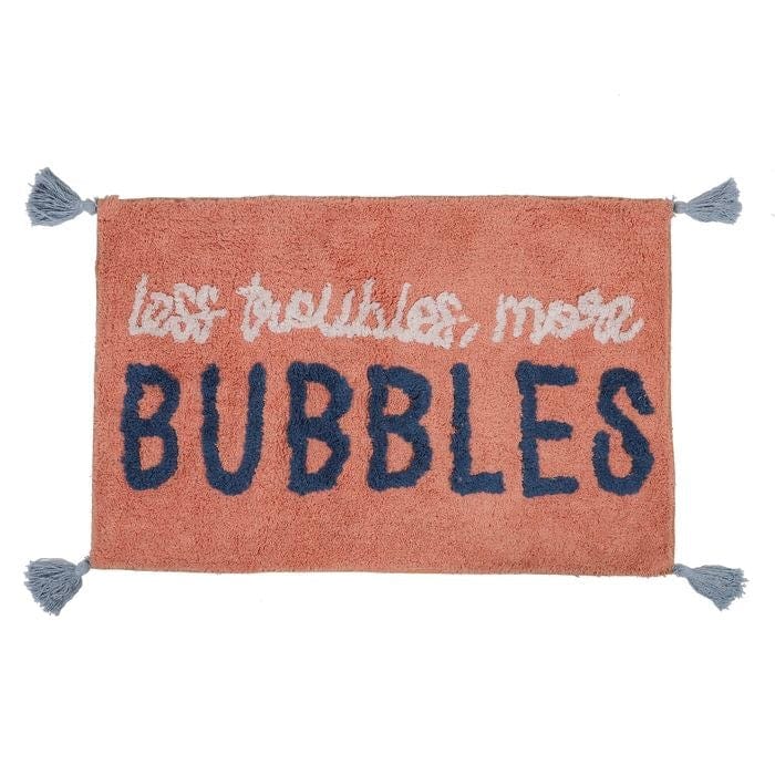 Less troubles more bubbles fun tassel bath mat