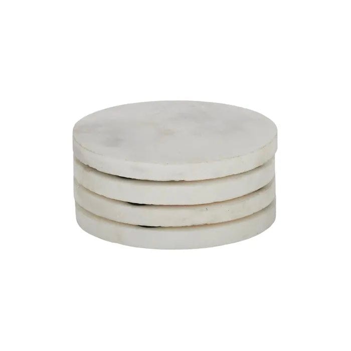 Neo White Marble Round Coaster Set Of 4