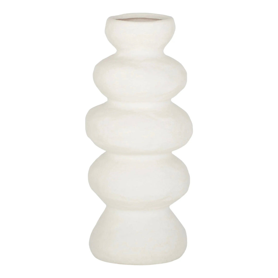 Ravella Ceramic White Textured Curved Vase (30cm)
