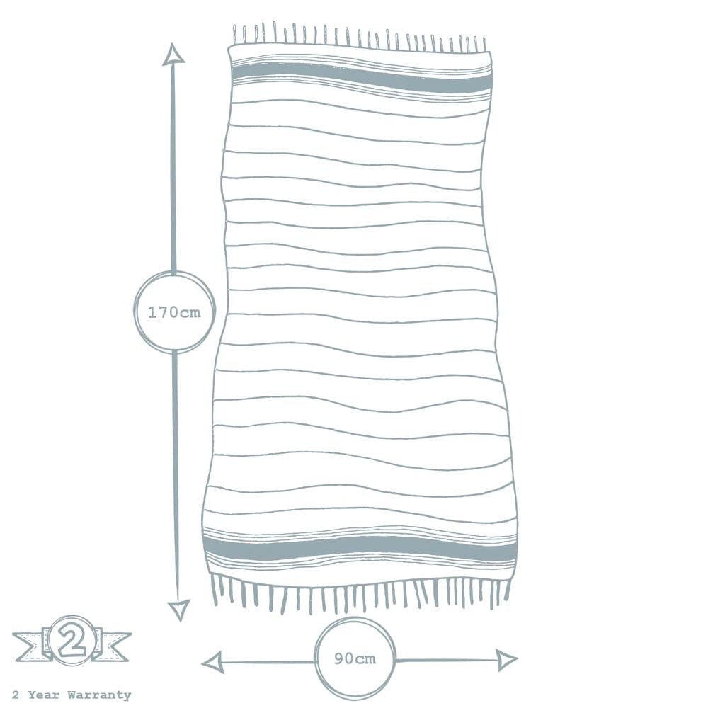 Grey and White Stripe Turkish Towel