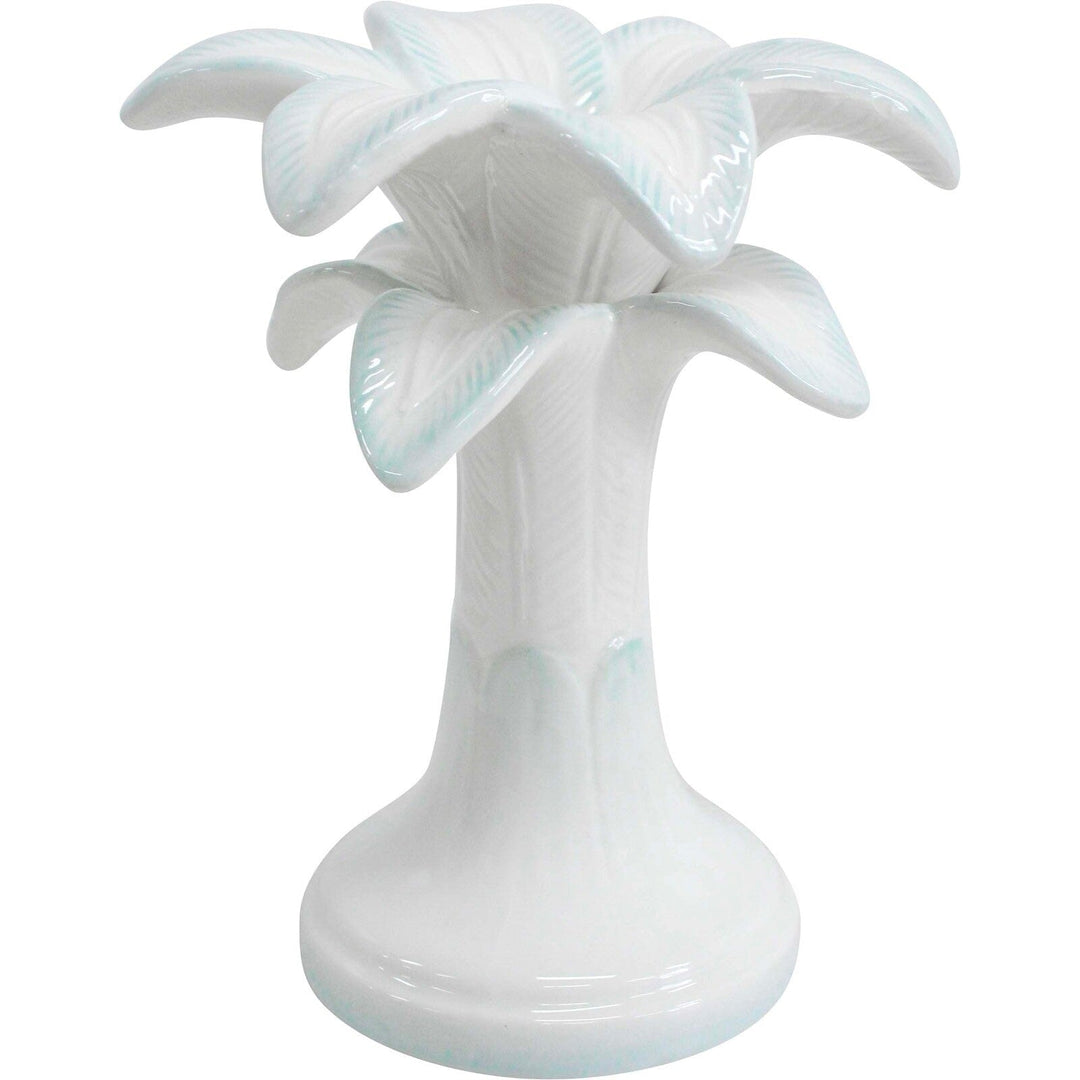 Ceramic White Palm Candle Holder