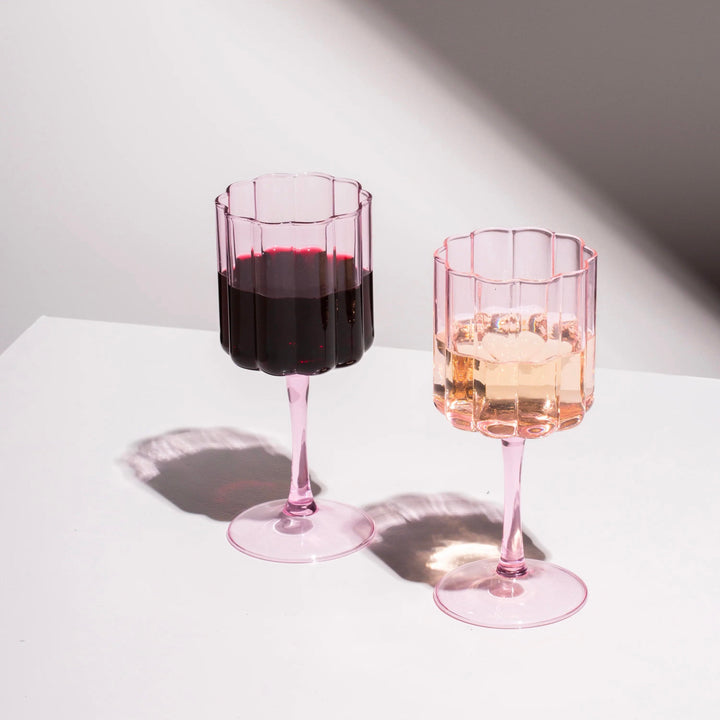 Fazeek Wave Wine Glass - Pink (set of 2)