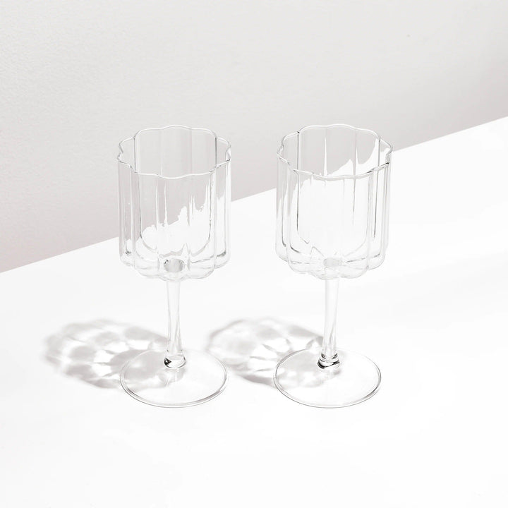 Fazeek Wave Wine Glass - Clear (set of 2)
