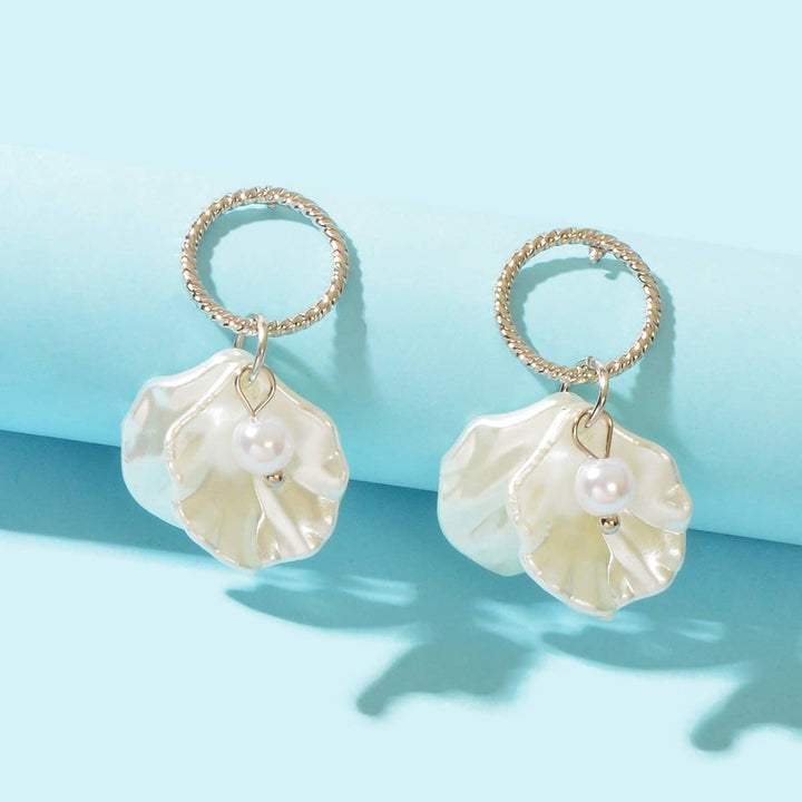 Seychelles Stud Shell Drop Gold Earrings