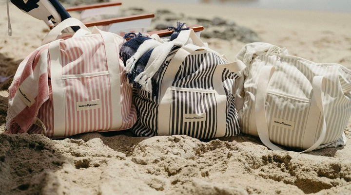Beach Bag - Navy and White Striped