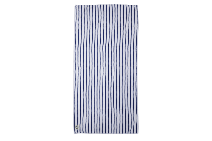 Good Vibes™ 160cm Premium Waffle Beach Towel - Mediterranean Blue and White Stripe