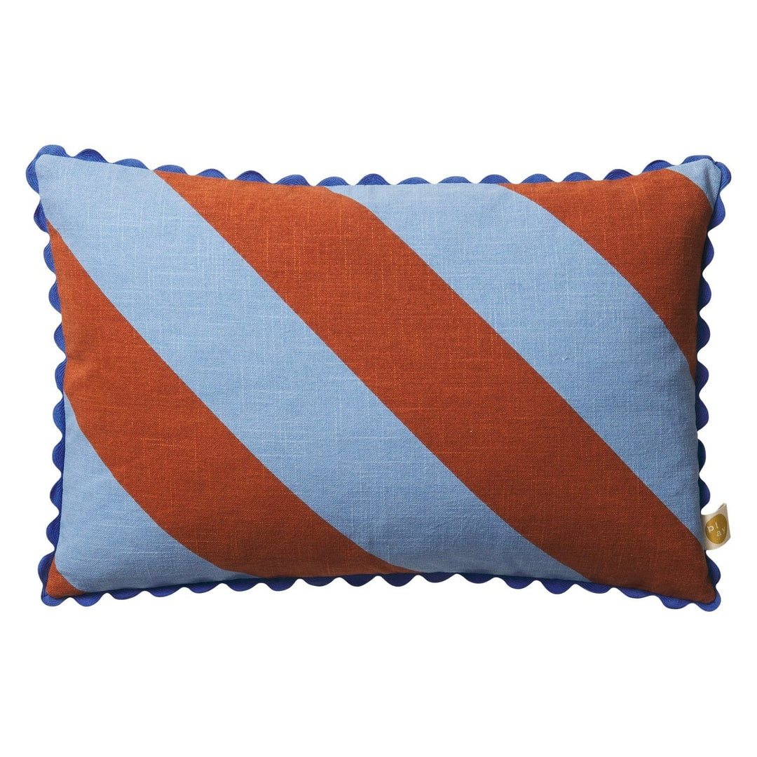 Sage and Clare Blue and Brown Stripe Cushion