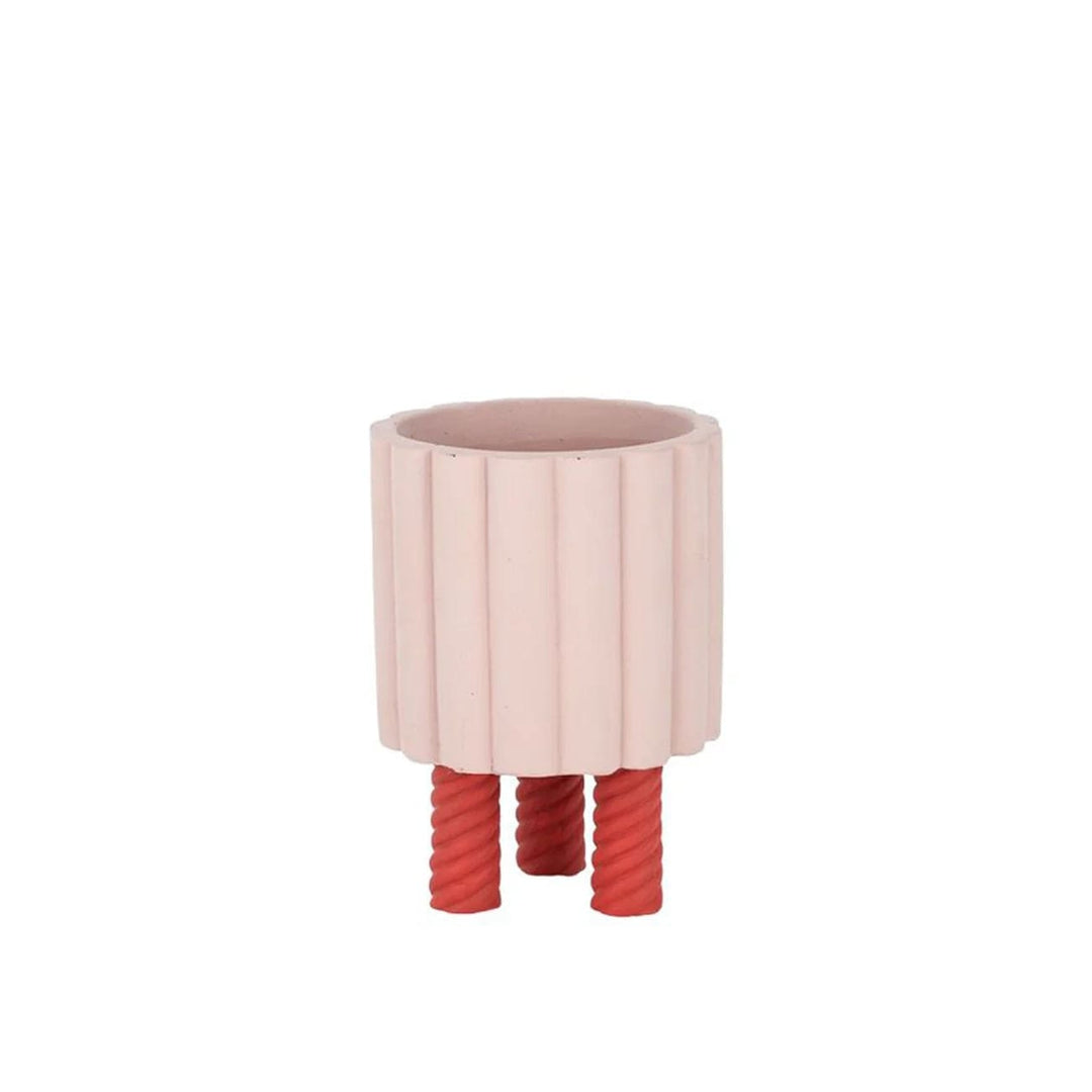 Conley Pink and Red Cement Pot 15cm
