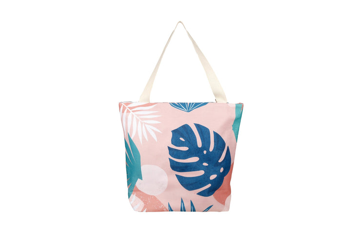 Good Vibes™ Beach Bag With Inner Pocket - Pink Blush Palm