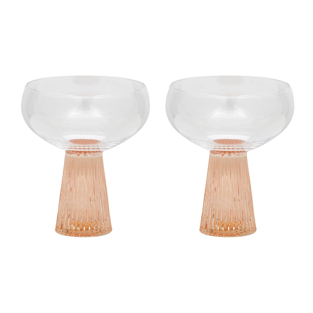 Giselle Ribbed Glass Cocktail Coupe - Peach