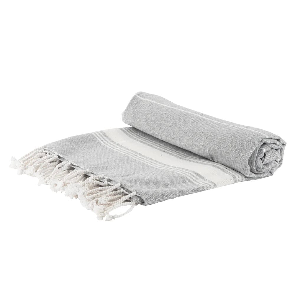 Grey and White Stripe Turkish Towel