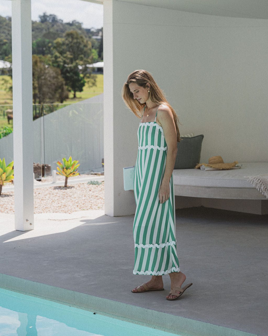 Lilah Green Stripe Ric Rac Maxi