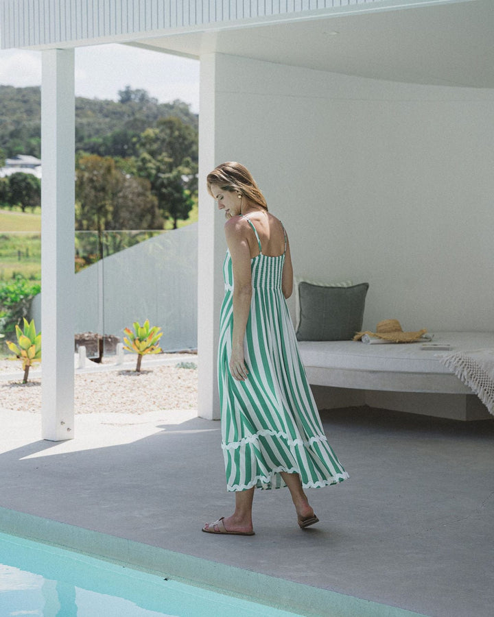 Lilah Green Stripe Ric Rac Maxi