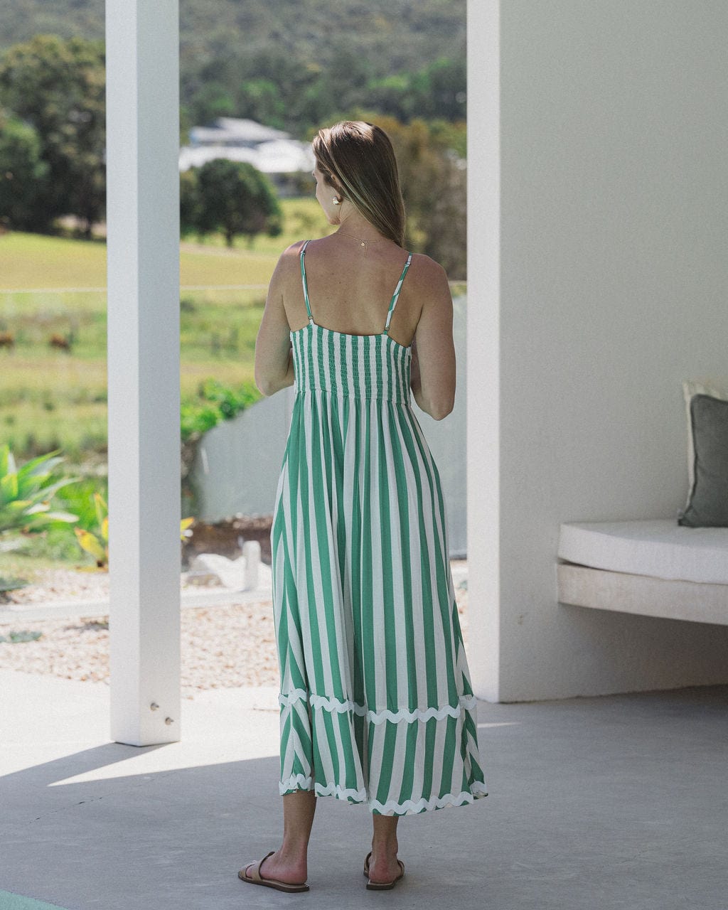 Lilah Green Stripe Ric Rac Maxi