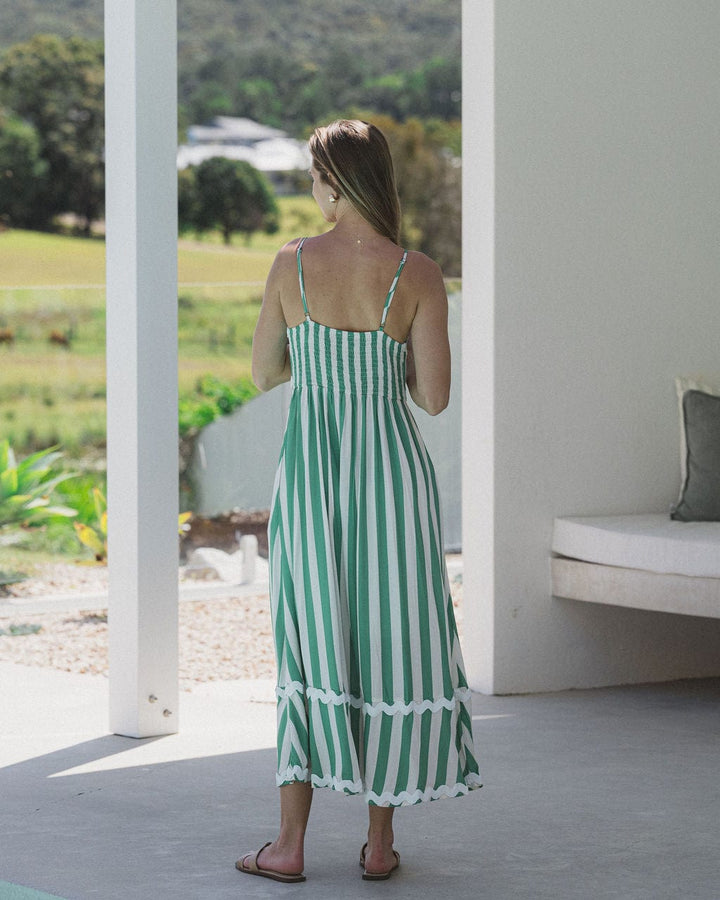 Lilah Green Stripe Ric Rac Maxi