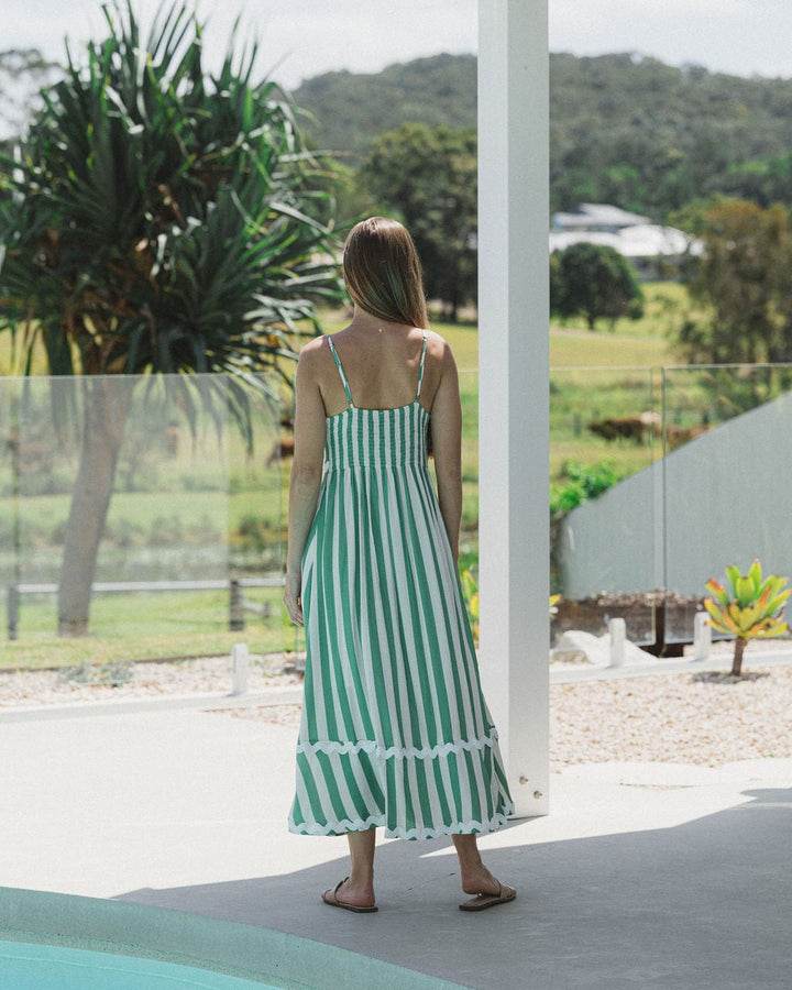 Lilah Green Stripe Ric Rac Maxi