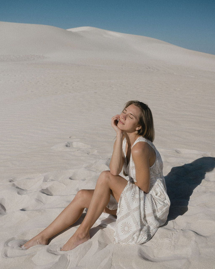 Sundance Midi Dress - Brown and White