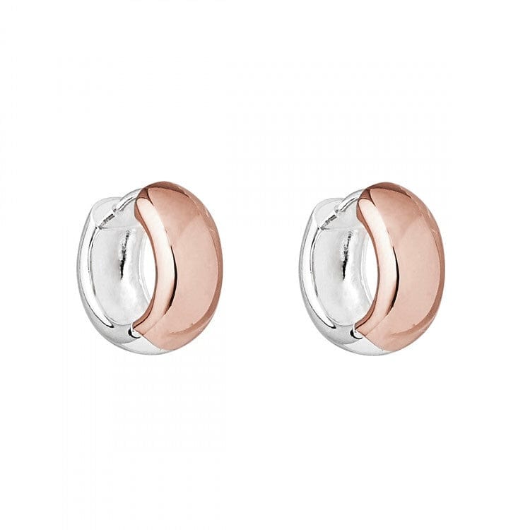 Najo Breeze Rose Gold and Silver Huggie Earrings
