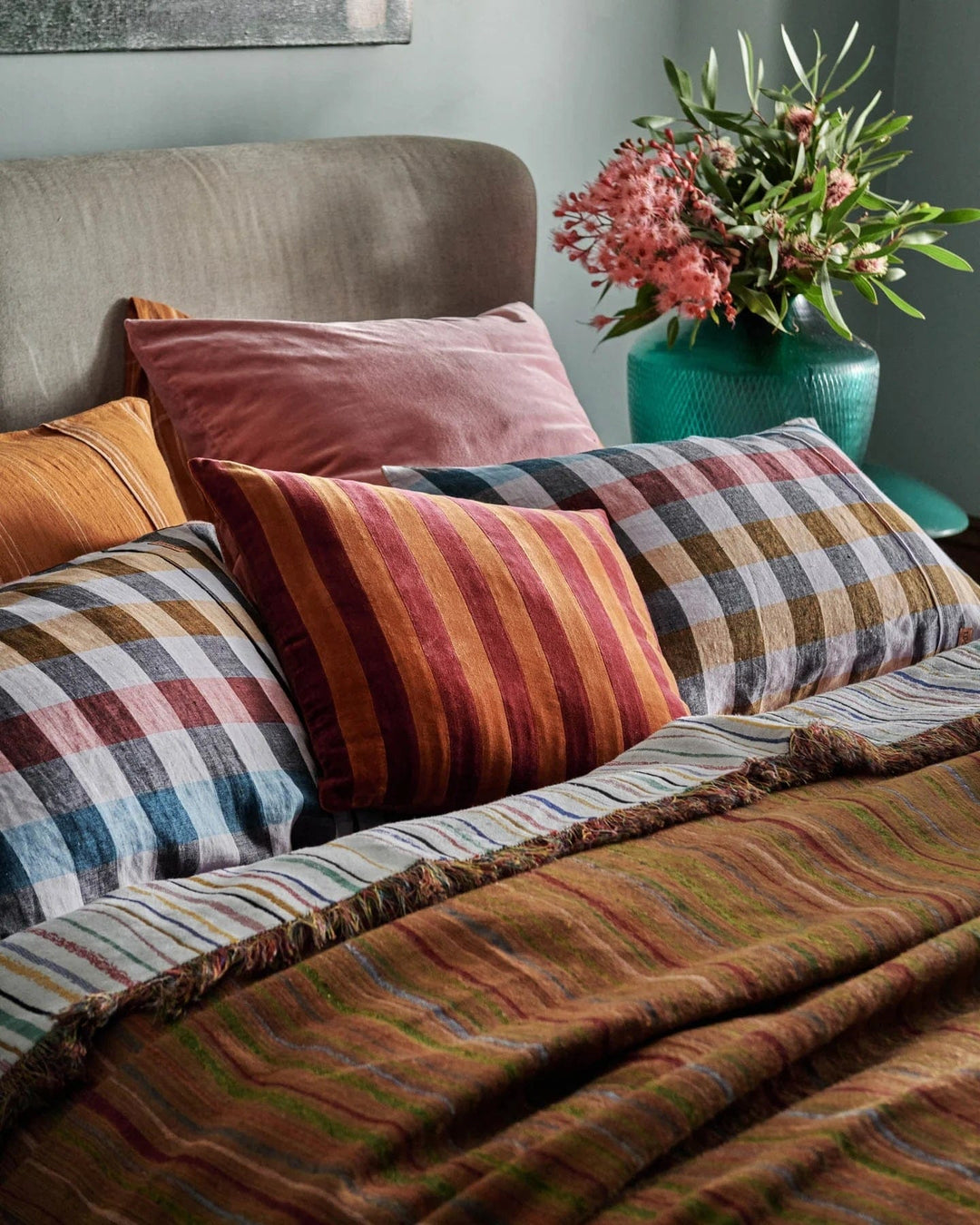 Kip and Co Humphrey Striped and Square Velvet Cushion