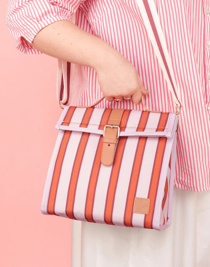 Iced Vovo Candy Stripe Red and Pink Insulated Lunch Satchel