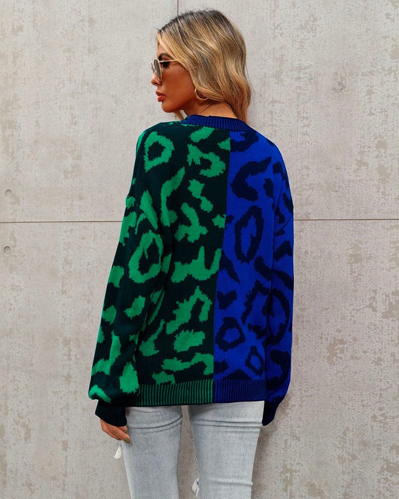Love Notes Leopard Cardi - Blue and Green