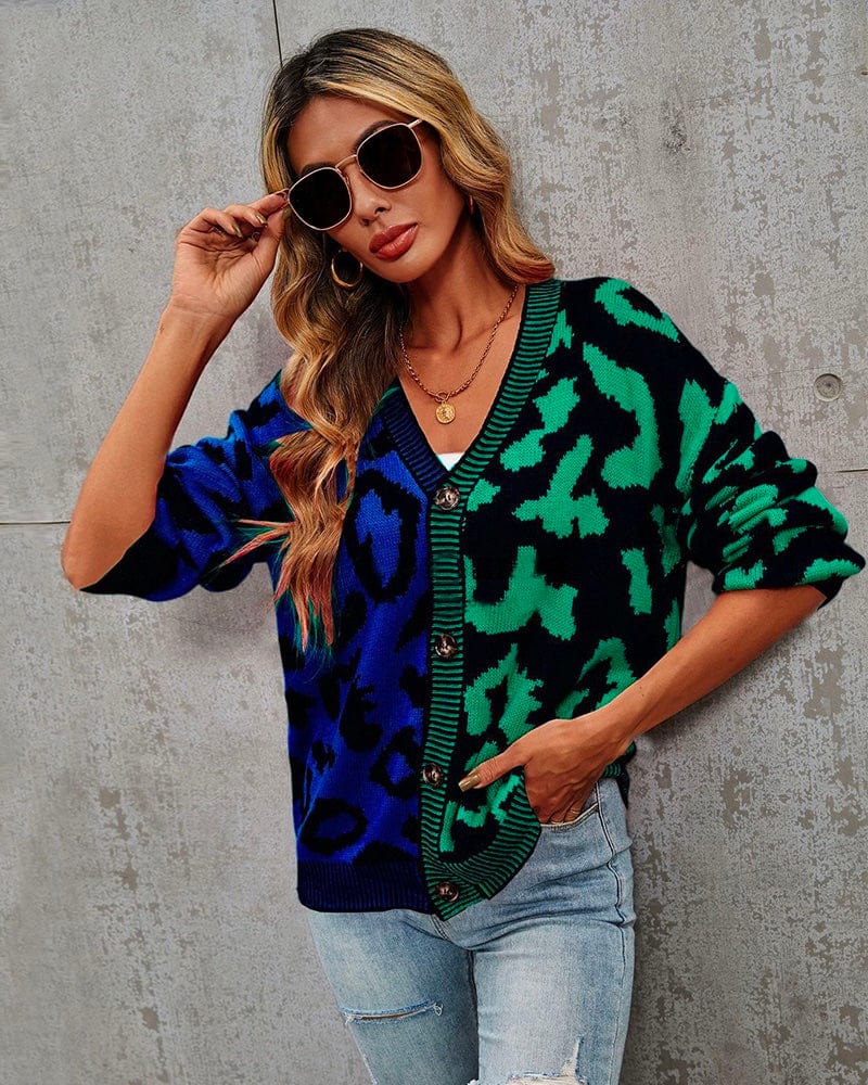 Green leopard print sweater sale