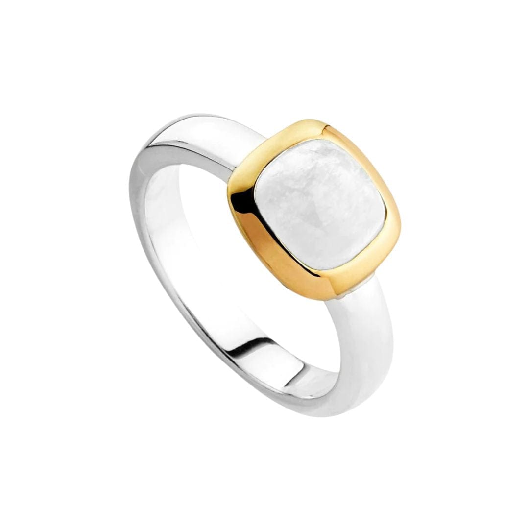 Two tone moonstone ring