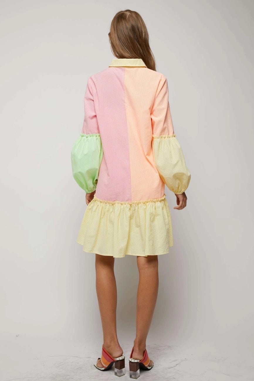 Neon Colourblock Shirt Dress