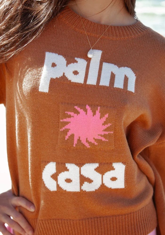 Palm Casa Knit Jumper With Pink Sun Motif