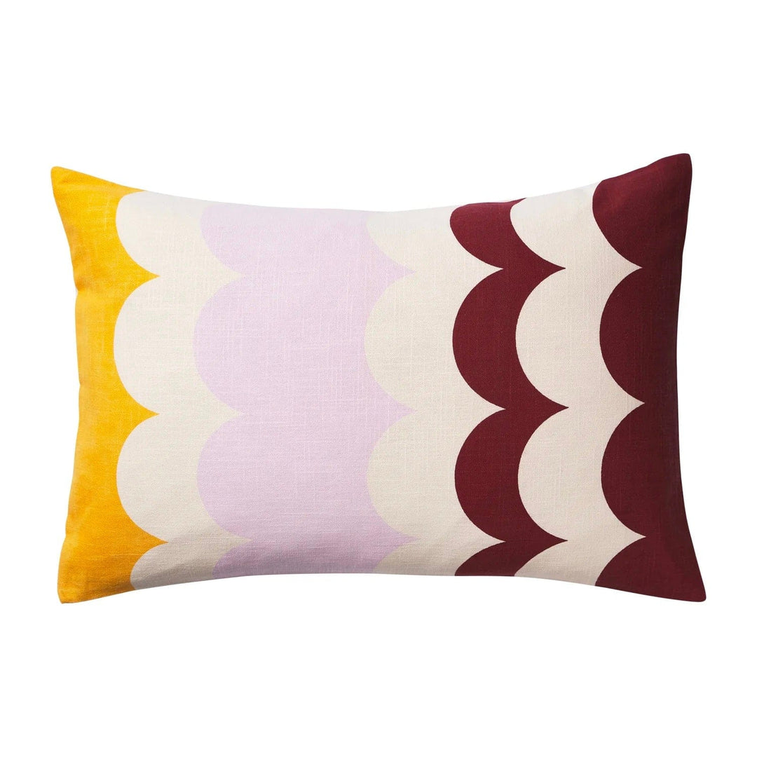 Pietro Cotton Yellow, White and Maroon Pillow Case Sage and Clare