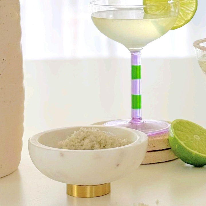 Mina Marble/Metal Pinch Bowl - White