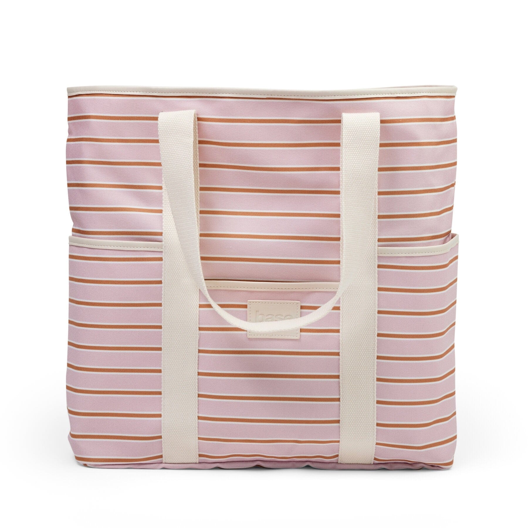 Base Beach Bag - soft pink/rust stripe – Hali Home