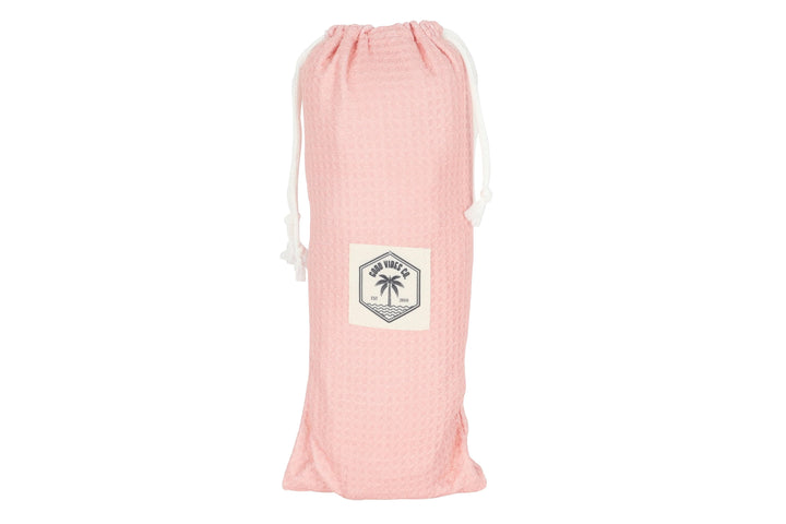 Good Vibes™ 160cm Premium Waffle Beach Towel - Pink Blush Palm