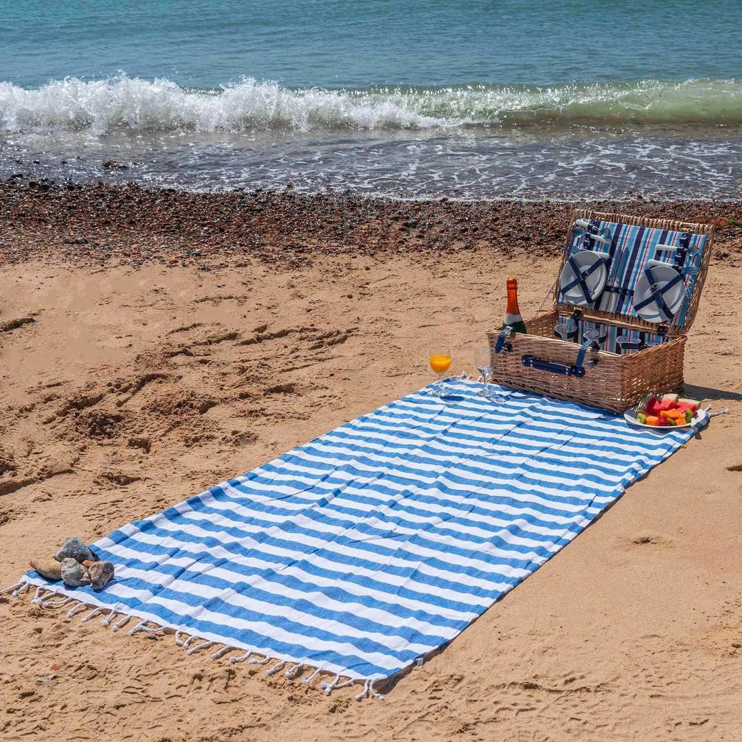 Blue and White Stripe Turkish Towel