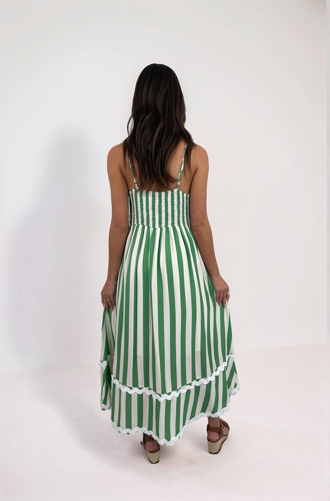 Lilah Green Stripe Ric Rac Maxi