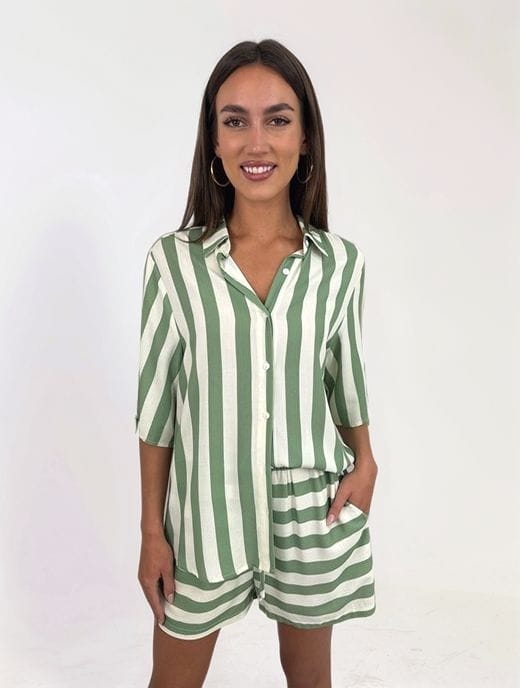 Green Stripe Short Set | Hali Home Fashion Online
