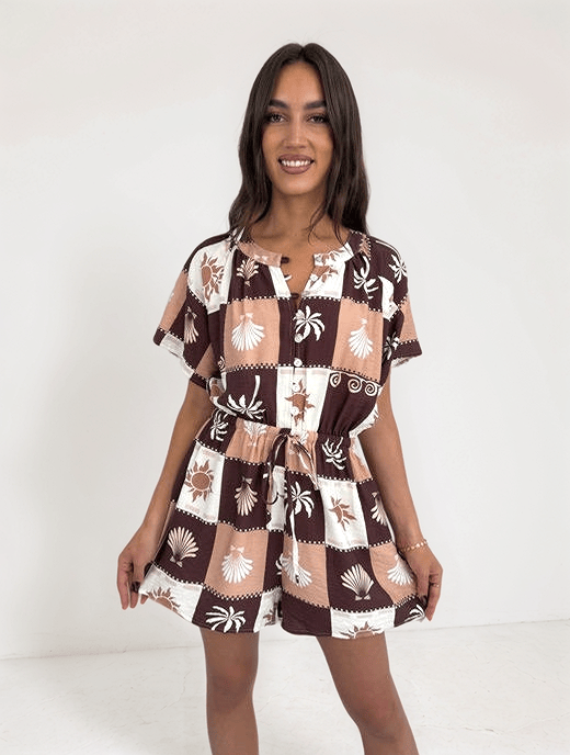 Dark Brown Chocolate Beach Playsuit