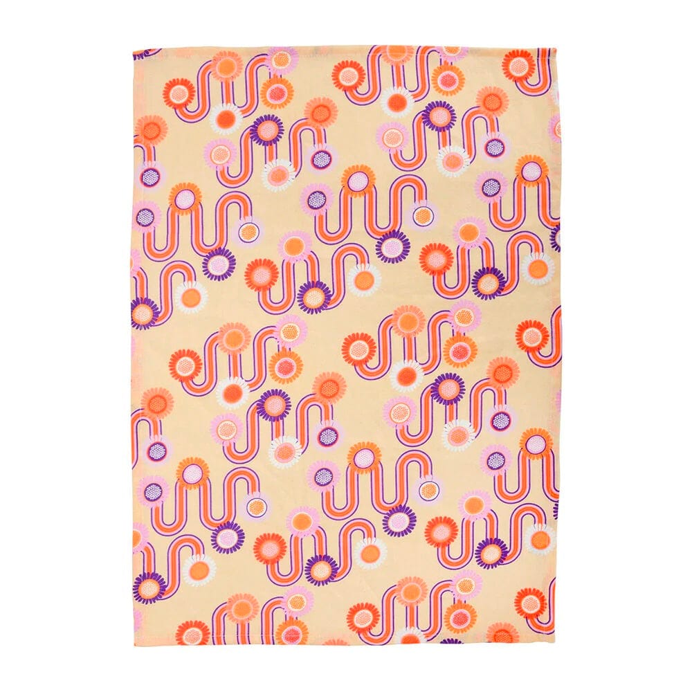 100% Linen Tea Towel - Rainbows