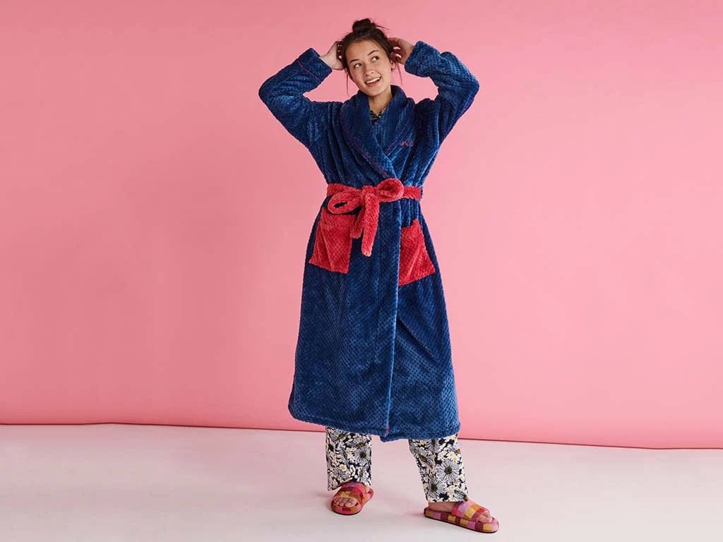 Kip and Co The Plunge Cosy Winter Robe -  Blue and Rouge