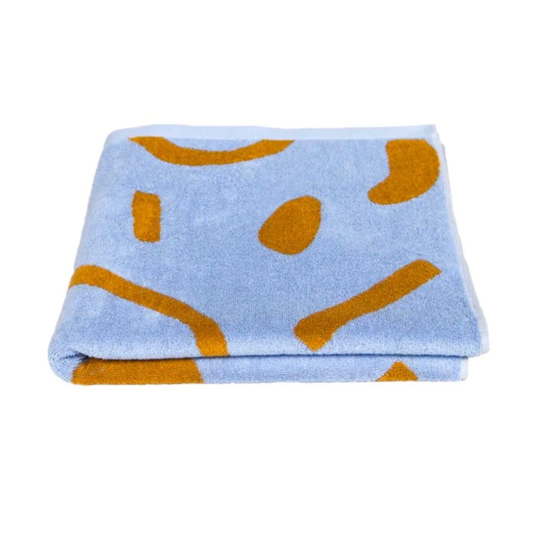 Mosey Me Shapes Bath Towel - Soft Blue