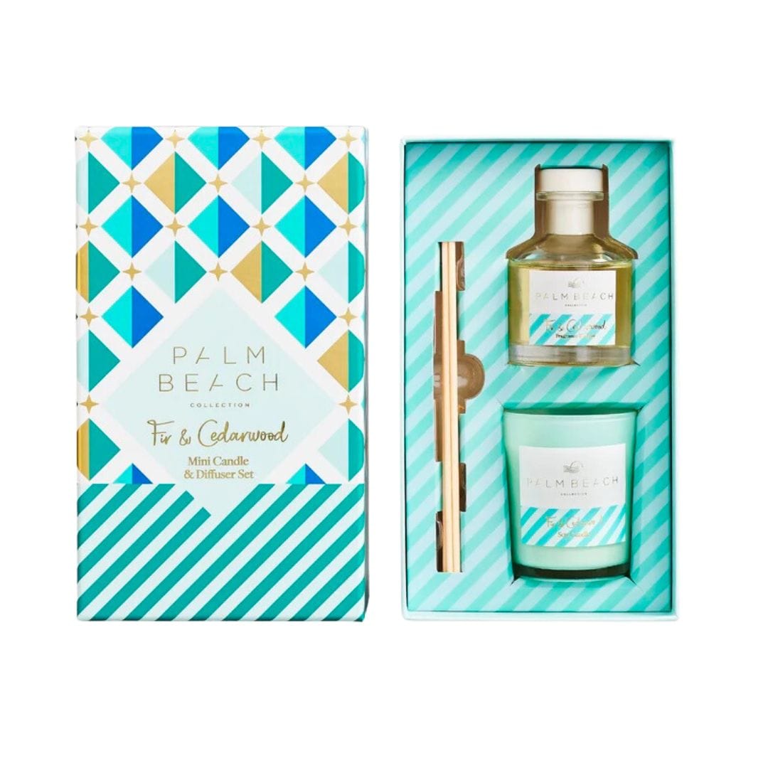 Palm Beach Collection Fir and Cedarwood Mini Candle and Diffuser Boxed Set