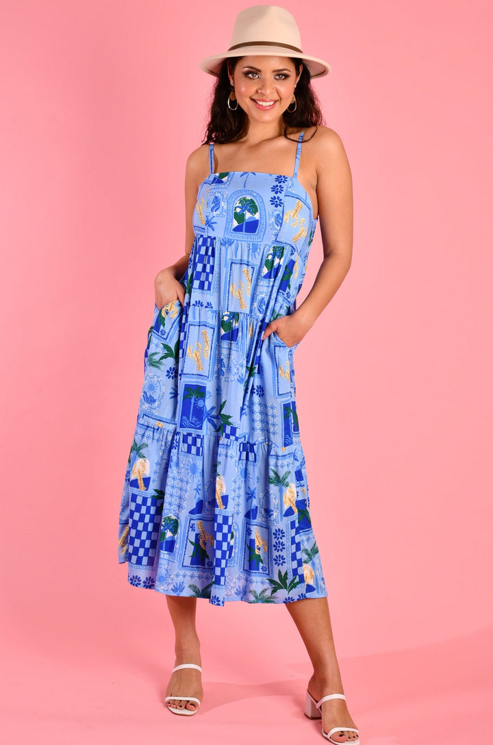 Ellie Midi Dress - Laguna Beach Blue