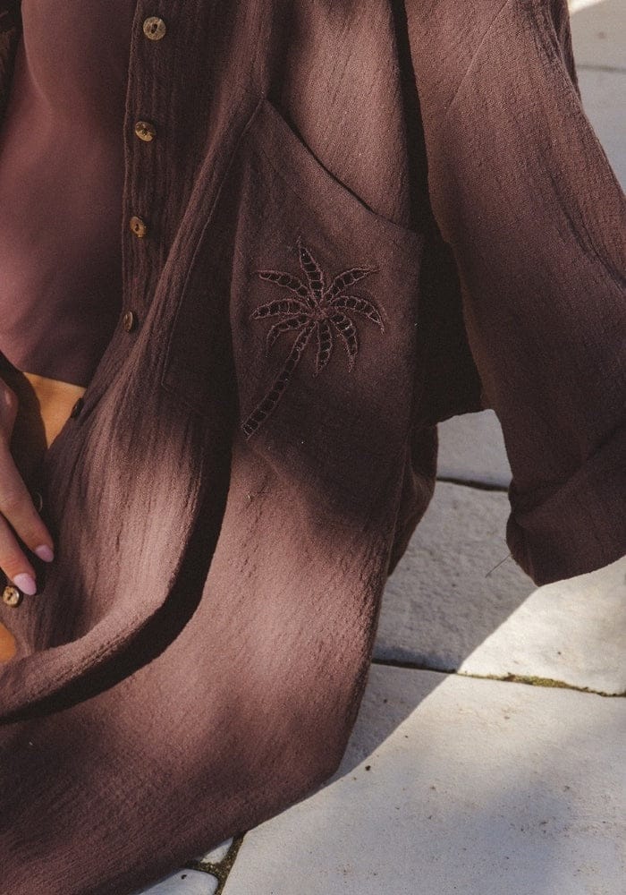 Palm Shirt Dress - Espresso
