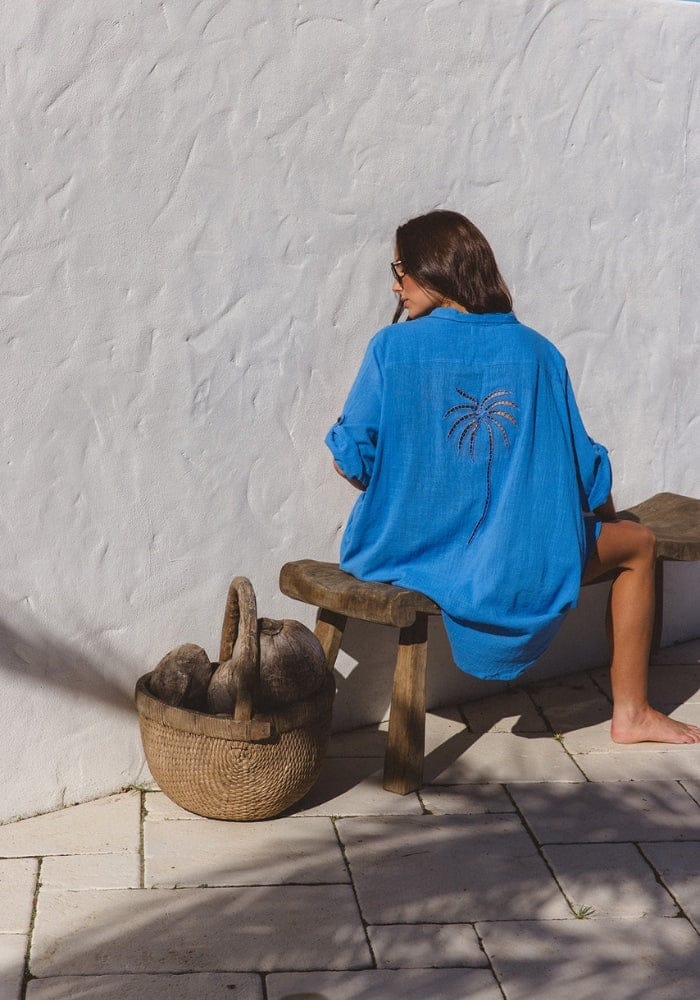 Palm Shirt Dress - Oceano