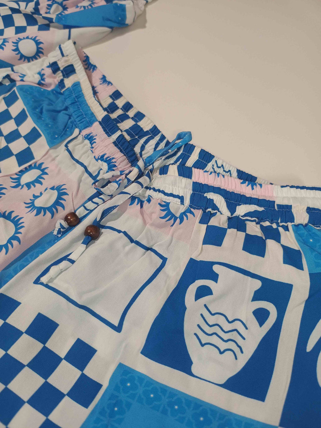 Palm Print Shirt/Pant Set - Blue