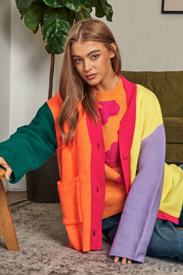 oversized colourful cardigan