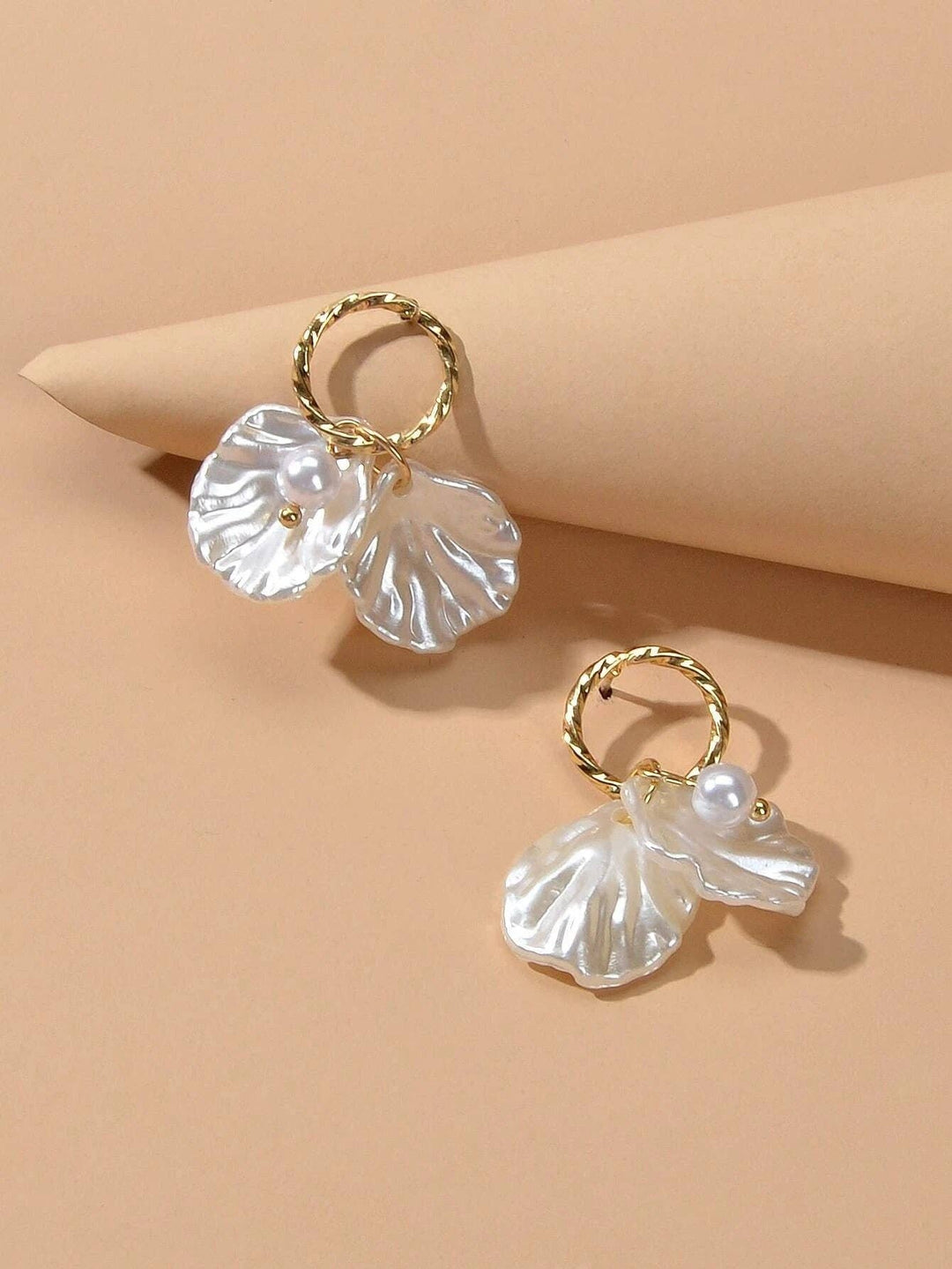 Seychelles Stud Shell Drop Gold Earrings