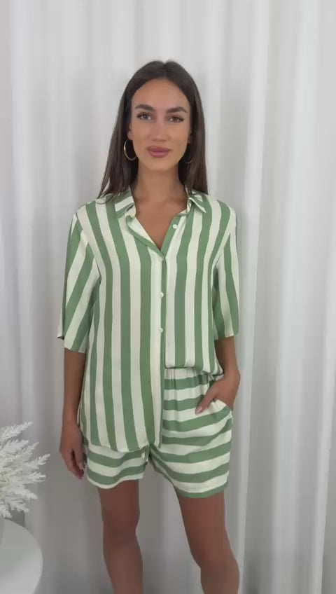 Green Stripe Short Set Video | Hali Home Fashion Online