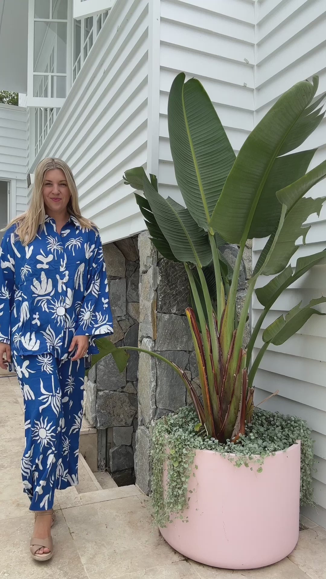 Canna Blue Pant and Shirt Set